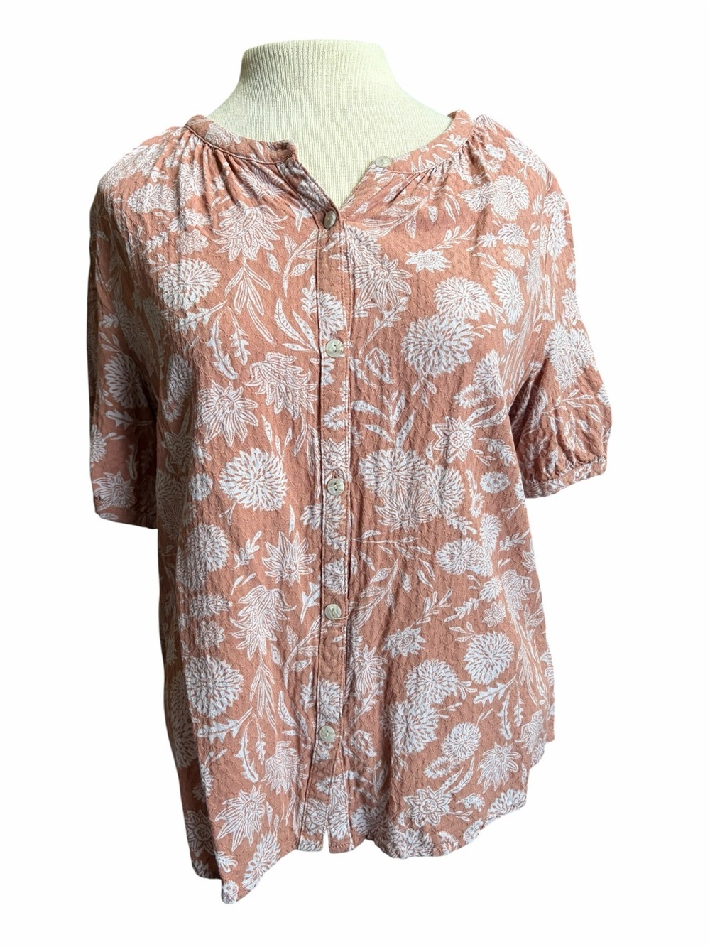 Boho Button-Front Women's Top - Dusty Rose